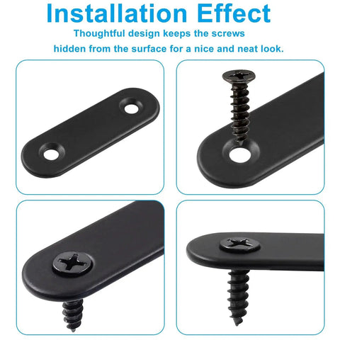 Close-up of 12 Pcs 2 Inch Straight Mending Braces Kit With Stainless Steel Plates And Screws showing detailed installation effect.