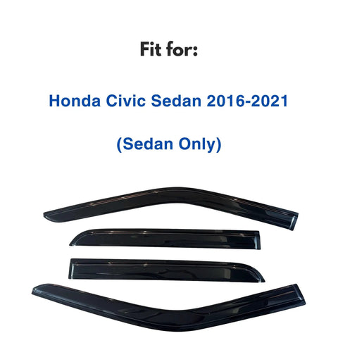 Out Channel Window Visors For 2016 2017 2018 2019 2020 2021 Honda Civic Sedan 4 Piece Rain Guards Vent Deflectors