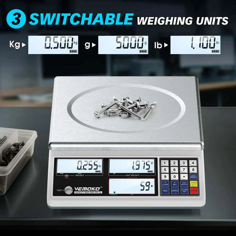 Pro Grade Industrial Counting Scale For Small Parts With 30 Kg And 66 Lb Capacity, 1G Precision, Switchable Units Display