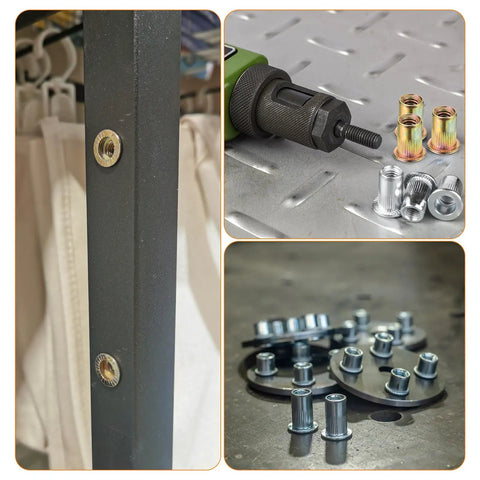 Flat Head Rivet Nut Set Of Fifty Carbon Steel Threaded Inserts With Knurled Body And Zinc Plated Finish Ten Thirty Two Thread Size.
