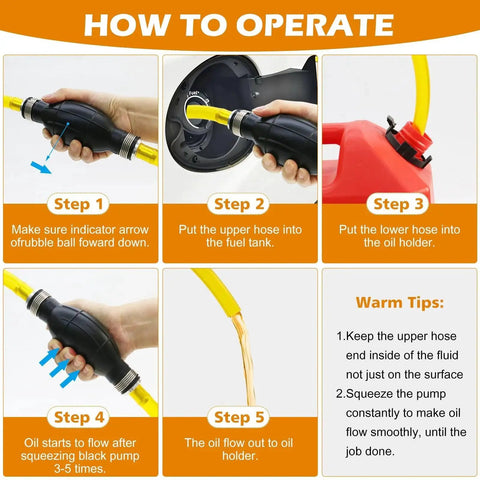 Step-by-step instructions for using Portable Hand Fuel Transfer Pump With 10 Ft Siphon Hose, High Flow Gasoline Diesel Transfer