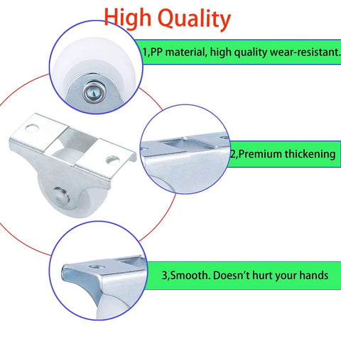 16 Pack 1-Inch Fixed Caster Wheels Quiet Silent Rollers With Screws And Double-Sided Tape, features and material highlights.