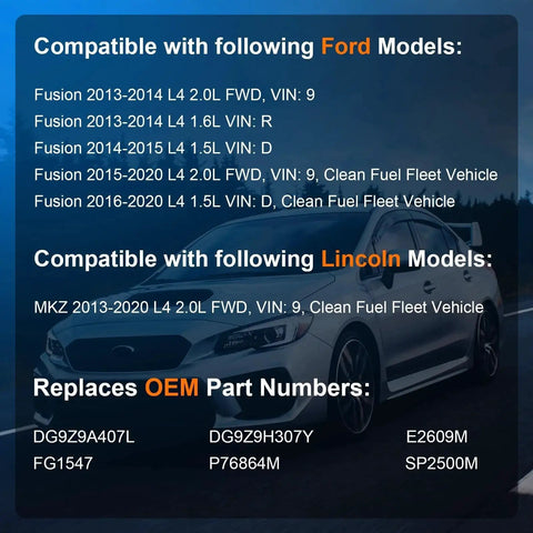 Compatibility details for Direct Fit Electric Fuel Pump Module Assembly For Fusion 2013-2020, including Ford and Lincoln models.