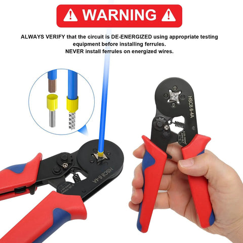 All In One Crimping Tool Kit With 1800 Ferrules, Self Adjusting Ratchet Crimper, Eight Ferrule Sizes From AWG 22 To 7 in use