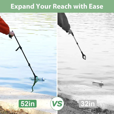 52-Inch Extra Long Grabber Reacher Tool With Foldable Design VerdiNex Magnetic Pickup And 360 Degree Rotating Anti-Slip Jaw used by a lake