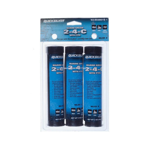 Three-pack of All Purpose Marine Grease With PTFE 2 To 4 C NLGI 2 For Steering Cables, 3 oz cartridge by Quicksilver.
