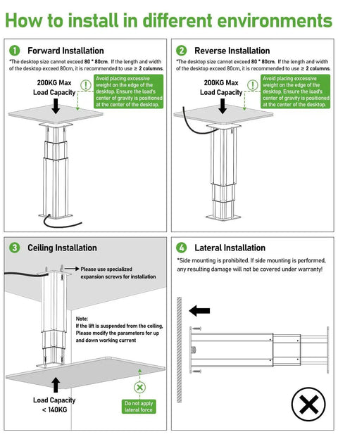 Electric Lift Table With Motorized Column 450 Lb Capacity Height Adjustable installation guide