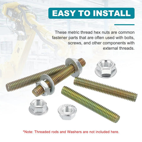 Heavy Duty M14x1.5 Serrated Flange Hex Lock Nuts 5 Pack Zinc Plated Carbon Steel Non Slip Fasteners for machinery