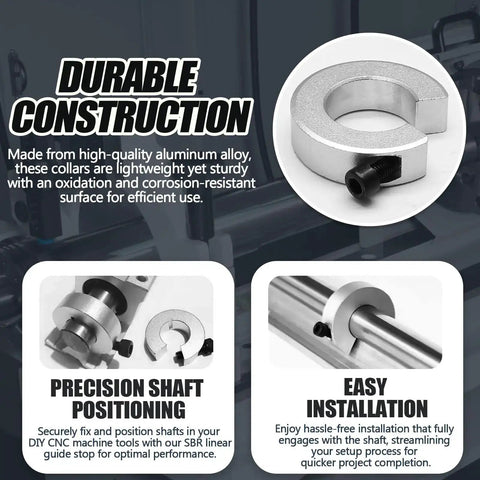 4 Piece Shaft Collars For SBR20 20mm Bore 40mm OD 12mm Thick Aluminum Locking Collars Clamp On With M5 Set Screws Anodized
