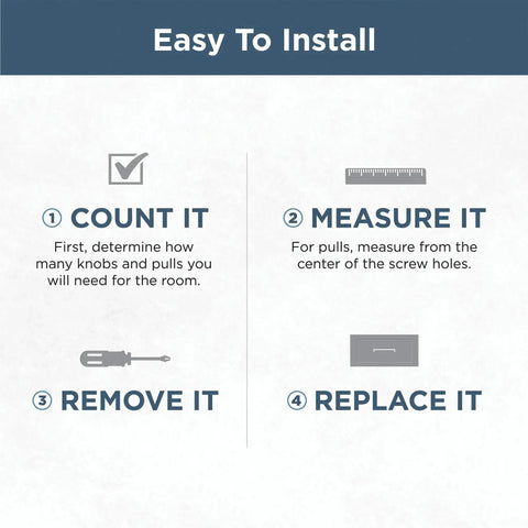 Instructional diagram for installing 10 Pack Satin Nickel Cabinet Handles 3 Inch Hole Center Classic Pulls.