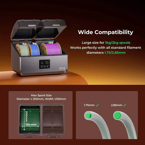 Space Pi X4 Dope Filament Dryer Box with 360 Degree Hot Air Circulation for Multi Filament Drying Four Spools Eight Ports