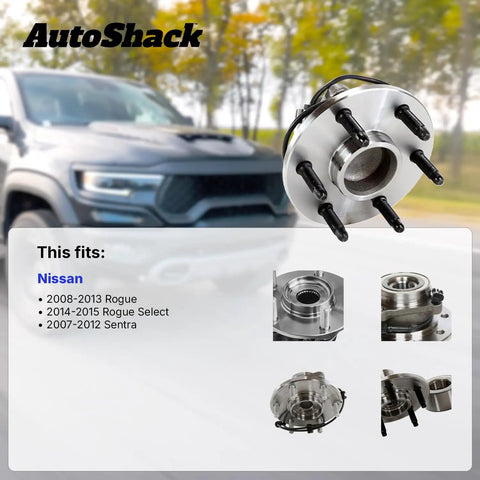 Front Wheel Hub Bearing Assembly Left And Right With ABS Replacement For 2008 To 2013 Nissan Rogue And 2007 To 2012 Nissan Sentra 2 Piece Set Top Notch ISO Certified Quality For Smooth Quiet Rotation And Reliable Braking