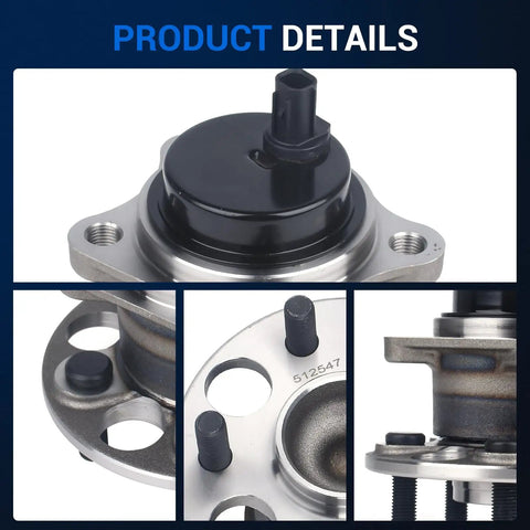 Close-up of Rear Wheel Bearing And Hub Assembly 512547 Plug And Play Compatible With Toyota Corolla 2020 To 2022 And Prius 2016 To 2022 And Prius Prime 2017 To 2022 Lexus CT200h 2011 To 2017 5 Lug With ABS details