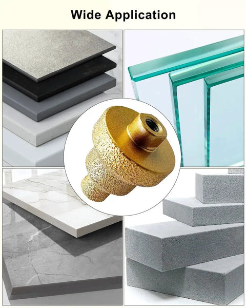 Diamond Step Drill Bit Set Pro Grade 20mm 35mm 50mm Pagoda Cone Tile Bit M10 shown on various materials for application illustration