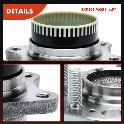 2 Pack Rear Wheel Bearing And Hub Assembly With ABS Ring For Hyundai And Kia Fits Sonata Azera Tucson Optima Rondo Cadenza Sportage 2011 To 2017 FWD Only Not For AWD 5 Lug close-up details