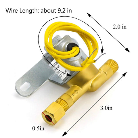 4040 humidifier solenoid valve replacement, 24V brass body with yellow wiring coil and brass fittings