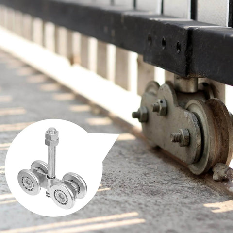 Heavy Duty Steel Sliding Door Pulley Rail System With Hanging Wheel For Industrial Gates, 200Kg Load Capacity