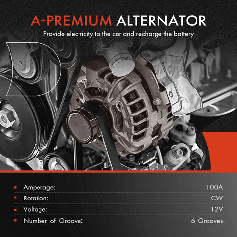 Alternator For Chevrolet Sonic 2012 2013 2014 2015 2016 2017 2018 L4 1.8L 12V 100A Clockwise Rotation 6 Groove Pulley New Replacement