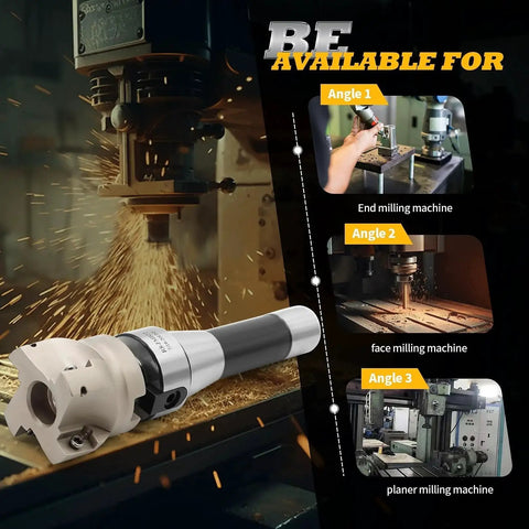 Face Mill Arbor Kit With R8 Shank FMB22 7/16-20UNF for milling planes and slots, shown on a milling machine with cutter details.