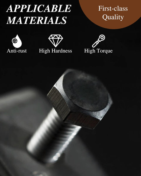 Close-up of Heavy Duty Five Sixteenth Inch By Three Inch Hex Head Lag Bolts with anti-rust feature and hex socket.
