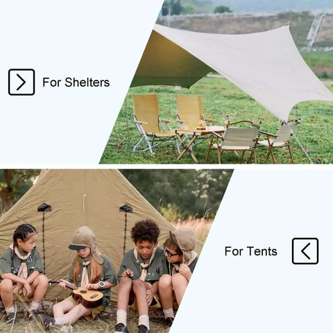 Camping scene showing tarps and tents for shelters with Dope Half Inch Eyelets And Grommet Kit With Washers 100 Sets Black Metal Grommets