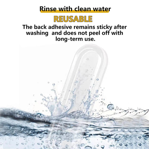 Four Clear PU Self Adhesive Recessed Finger Pulls in water, reusable and no-drill installation, for doors and cabinets, showing adhesive durability.