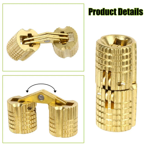 Hidden Barrel Hinges Set Eight Pack With Sixteen Screws For Cabinets And Furniture Concealed 180 Degree Opening Copper Hardware