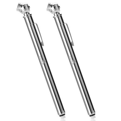 UNCO pencil tire gauge, chrome, 2-pack, 10–75 PSI, car tire air gauge