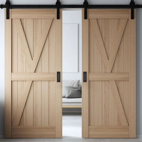 6 Inch Recessed Pocket Door Pull Matte Black 304 Stainless Steel Rectangular Finger Flush Sliding Closet Barn Door Handle Heavy Duty 2 Pack for Easy Access and Modern Interior Doors Rust Proof Built Tough, installed in wooden barn doors.