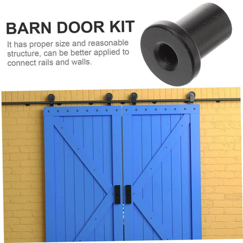 Five Pack Track Spacers For Sliding Barn Doors Replacement Hardware For Connecting Rails And Walls In Garages And Basements Durable And Smooth Finish Spacers For Easy Install Reliable Support And Quiet Clean Look with blue barn doors and black spacers detail