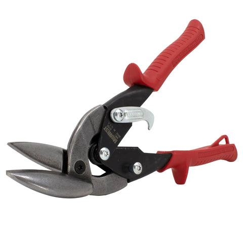 Left Cut Offset Aviation Snips And Tinner Shears For Straight And Tight Left Curves With GlideTech Forged Molybdenum Alloy Blades Austempered For Superior Strength And Long Cuts Made In The USA Midwest MWT 6510L