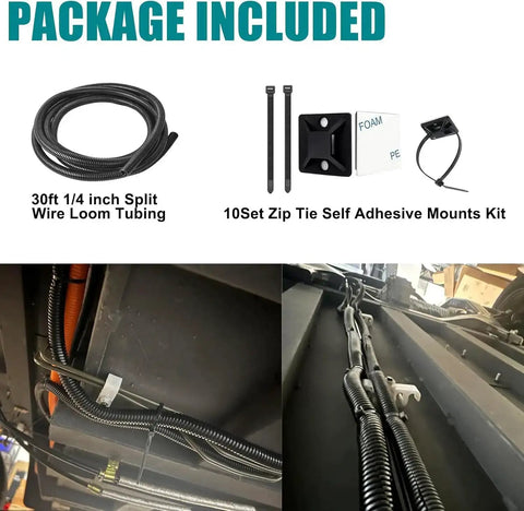 One Quarter Inch Wire Loom Split Tubing For 30 Feet Cord Protector For Electrical Wires Automotive Flexible Conduit with Zip Tie