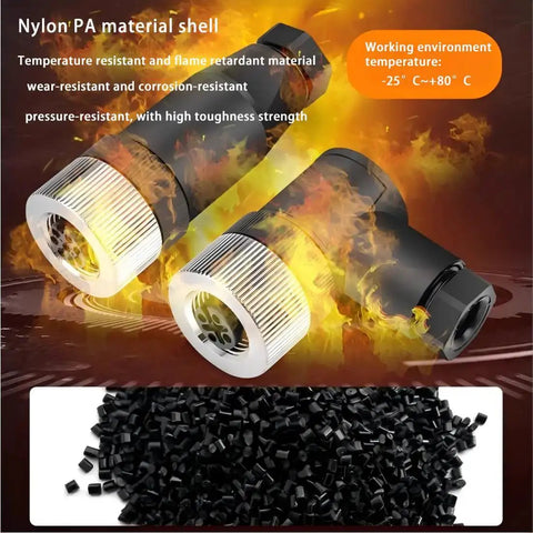 10 Pack M12 5 Pin Female A Code Straight Circular Sensor Aviation Connector showing nylon PA shell and black granules