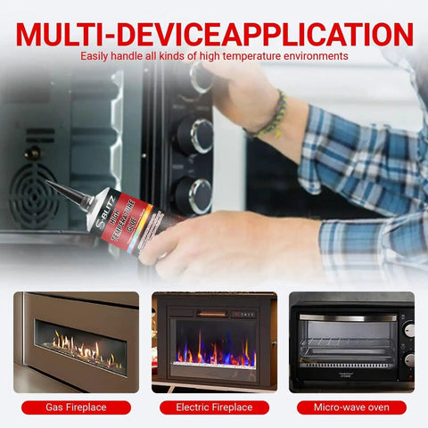 Person applying Heat Resistant Silicone Sealant 2 Pack 50ml Each for Oven Doors and Glass Cooktops onto an oven.
