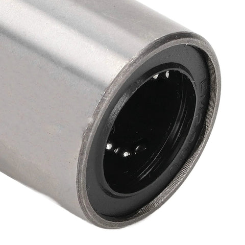 Close-up of Square Flange Linear Ball Bearing Set LMK20UU 20Mm Bore, metal exterior, detail view of internal bearings.