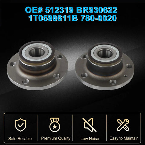 Rear Wheel Bearing Hub Assembly 5 Lug With ABS 2 Pack Fits Audi Q3 2015 Through 2018, Golf 2010 Through 2015, Jetta 2005