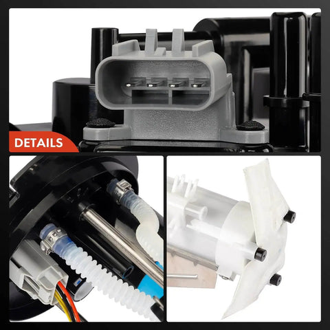 Close-up of Electric Fuel Pump Module With Sending Unit For Ford Ranger 2004 2005 2006 And Mazda B2300 B3000 2004 2005 2006 2.3L 3.0L 4.0L Gas Engines Direct Fit Replacement showing connector and tubes