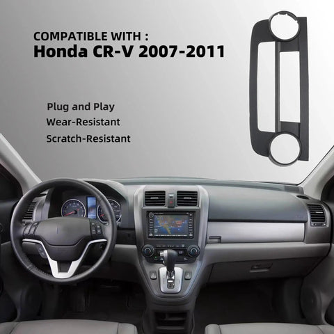 AC Control Panel Center Dash Vent Trim For Honda CRV 2007 2011 Bezel shown in car interior, compatible OEM fit, black ABC plastic.
