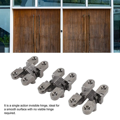 3 Pack 43mm Invisible Hinges For Cabinets And Small Doors 180 Degree Hidden Door Hinge Zinc Alloy Cross Black Plated Heavy Duty