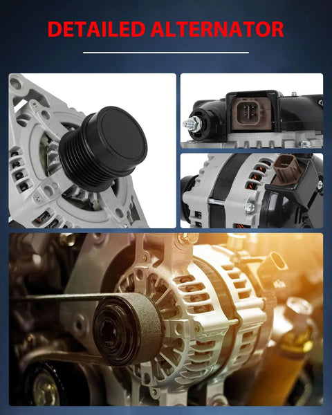 Alternator Replacement For Toyota RAV4 3.5L 2006-2008 12V 130A High Output With 7-Groove Clutch Pulley CW Rotation IR Regulator