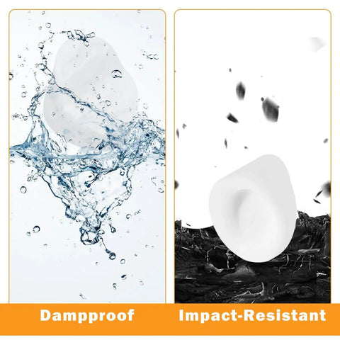50 Pack White Silicone Door Hole Plugs in water and impact-resistant test, perfect for Entry Door Frames, fits 5/16 and 1/4 inch screw holes.