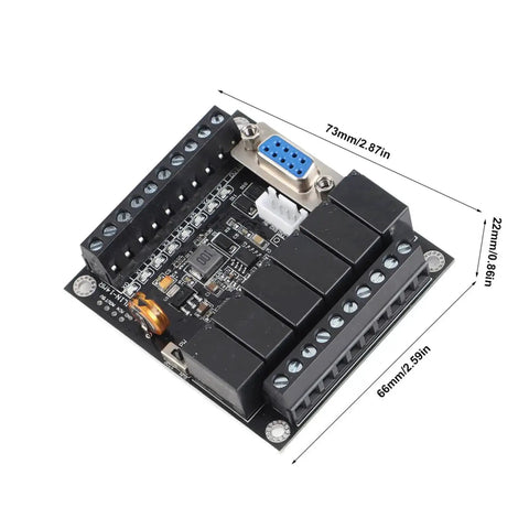 DC24V PLC Controller Kit With Relay Output For Industrial Automation FX1N 14MR Module, top view showing dimensions.