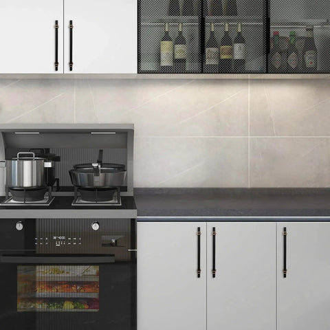 Six Pack 10 Inch Cabinet Pulls Knurled Matte Black And Champagne Bronze Aluminum And Zinc Alloy Drawer Handles on kitchen cabinets.