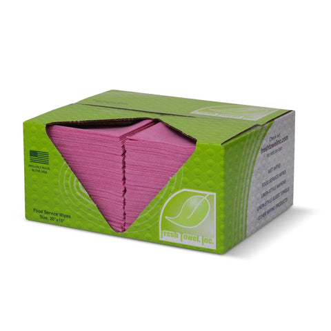 Box of Foodservice Reusable Paper Towels 13x20 Inch Quarter Fold 200 Count Pink Towels