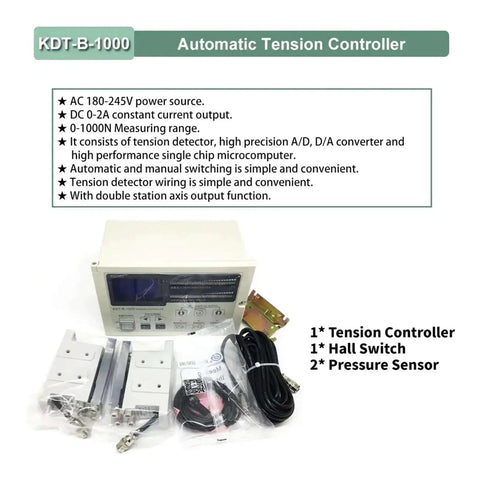 KDT-B-1000 Automatic Tension Controller kit with display, cables, sensors, and switches for industrial automation