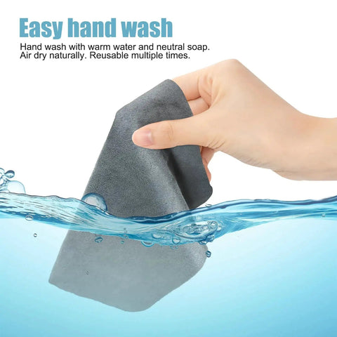 Hand washing a gray Six Pack Microfiber Cleaning Cloths For Screens Lenses And Glasses 6x6 underwater