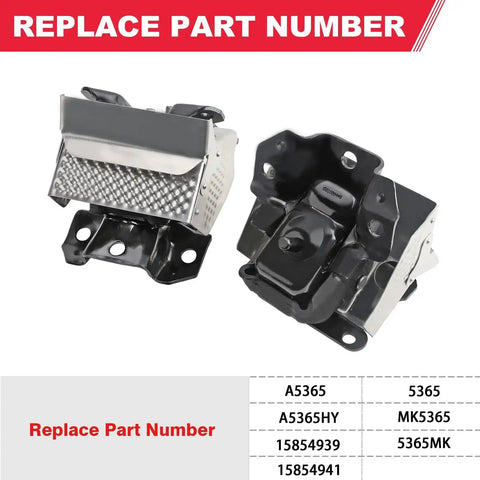 Engine Mount Set Two Piece With Heat Shield For 2007 Through 2014 GM Trucks And SUVs Right And Left Replacement A5365HY