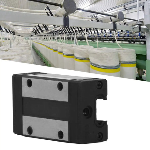 EGH15CA Linear Rail Slider Block with Bearing Steel Carriage for CNC Machine Tools shown in a manufacturing setting.