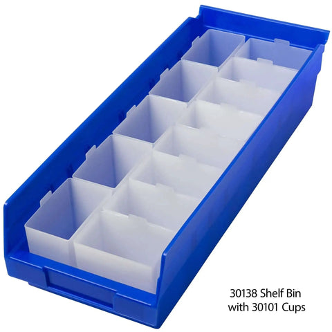 Durable Plastic Bin Cup Storage For Sorting Small Parts In Shelf Bins Two Inch By Three And One Quarter Inch By Three Inch White Case Of 48