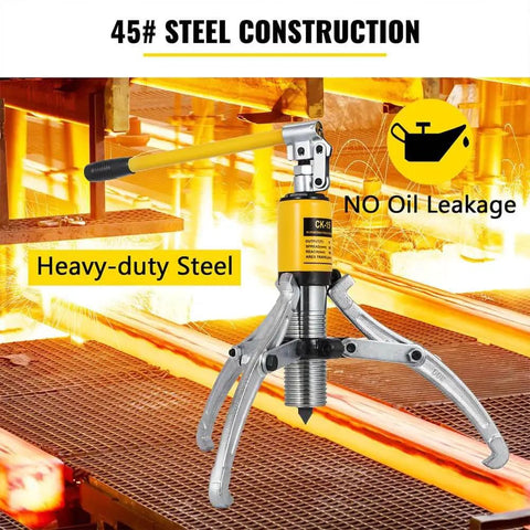 Heavy Duty 15 Ton Hydraulic Gear Puller Workhorse With Adjustable Two Or Three Jaw Design for hubs, flanges, gears and bearings, in use.